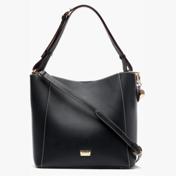 NWT Frances Valentine Margaret Hobo Bag Top Handle Crossbody Tote Black Leather